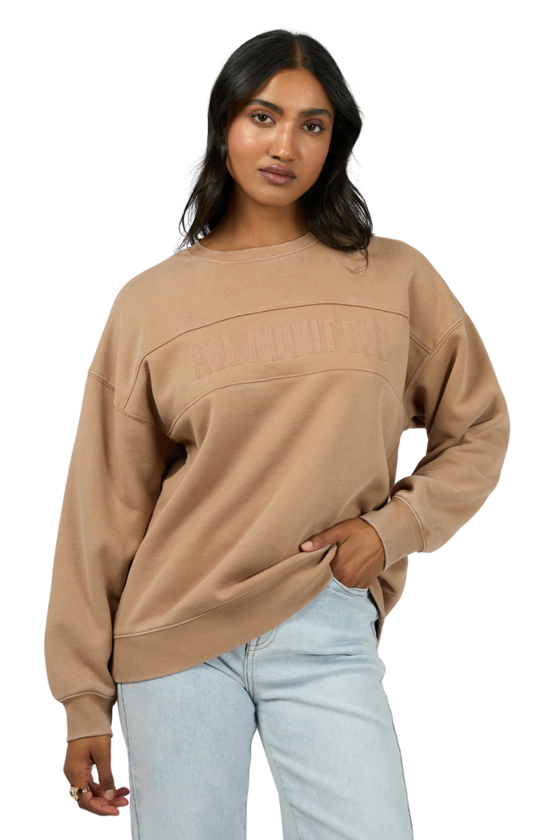 All About Eve | Women's Vital Washed Oversized Crew (Tan)