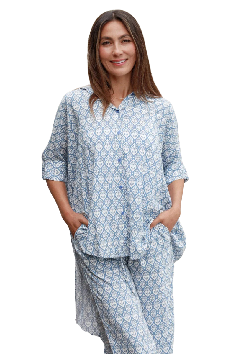 Ava Mia | Womens Beverly Blue Shirt (Blue)