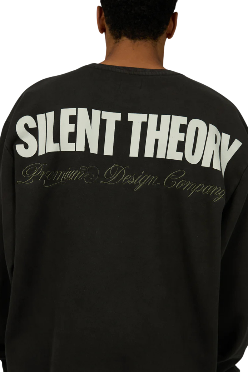 Silent Theory | Mens Script Crew (Washed Black)