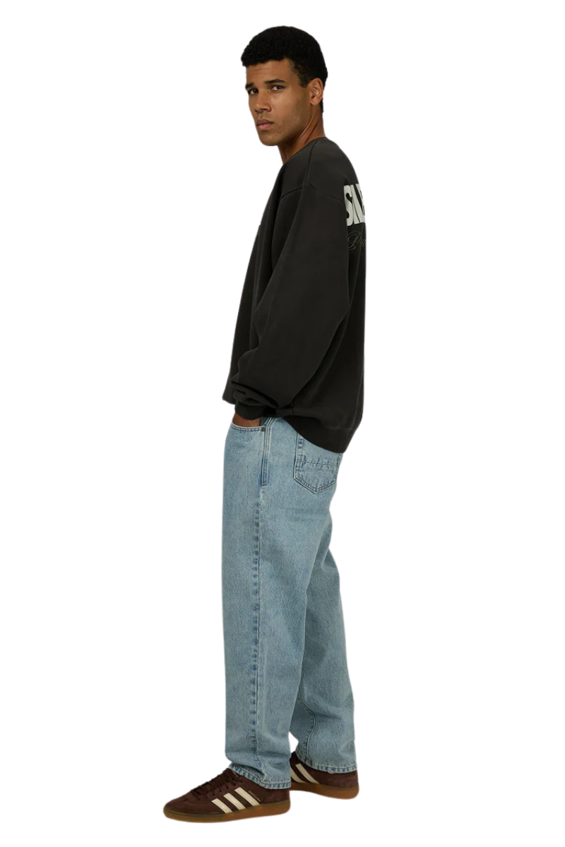 Silent Theory | Mens Script Crew (Washed Black)