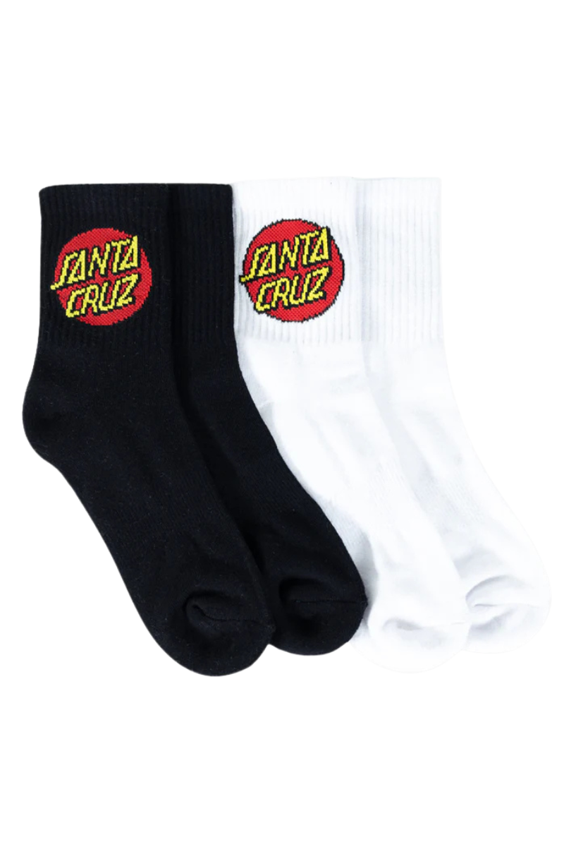 Santa Cruz | Unisex Classic Dot Mid Socks 4 Pk (Black White)