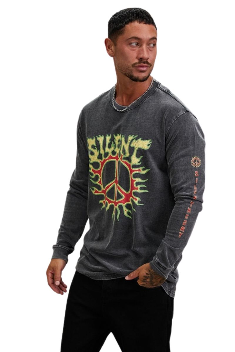 Silent Theory | Mens Burnt L/S Tee (Charcoal)