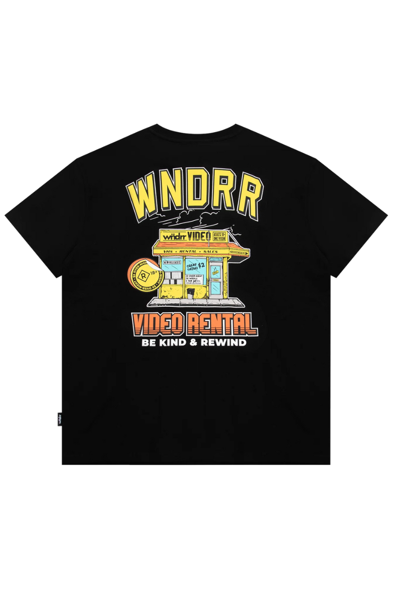 Wndrr | Mens Video Rental Box Fit Tee (Black)