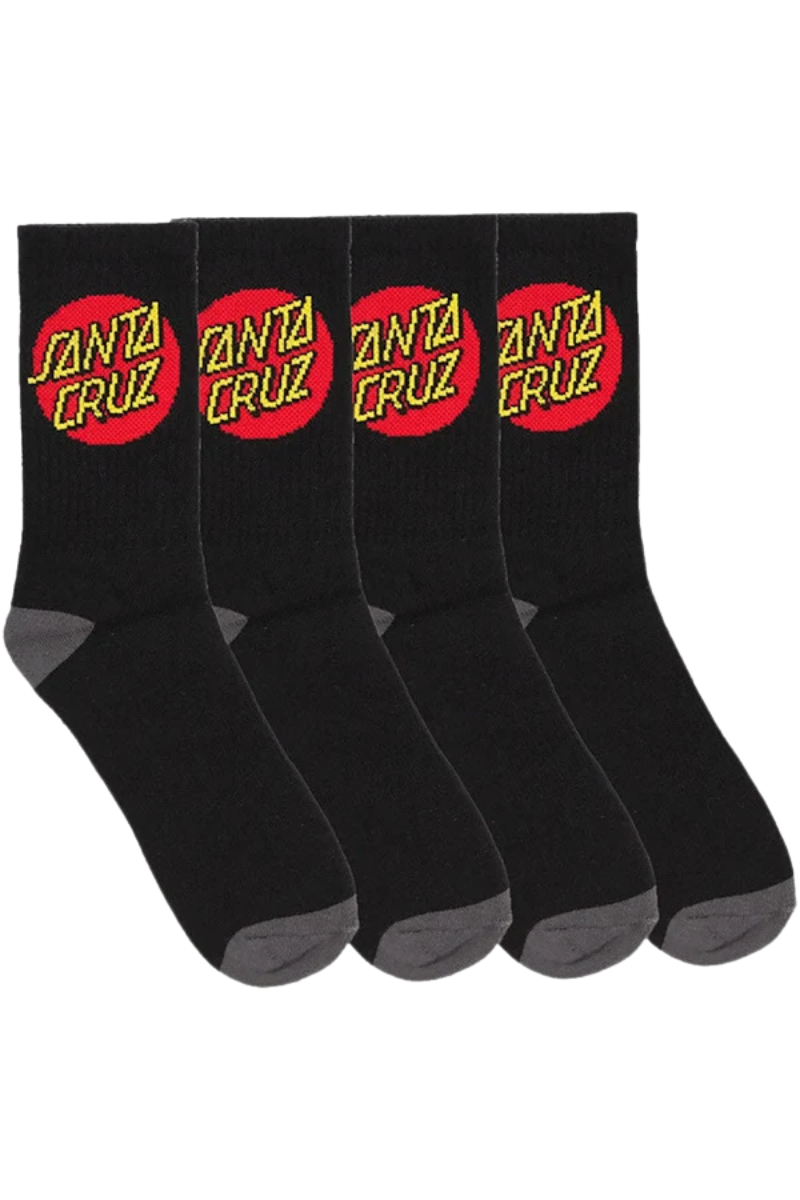 Santa Cruz | Boys Classic Dot Crew Sock 4 Pk Crew Sock (Black)