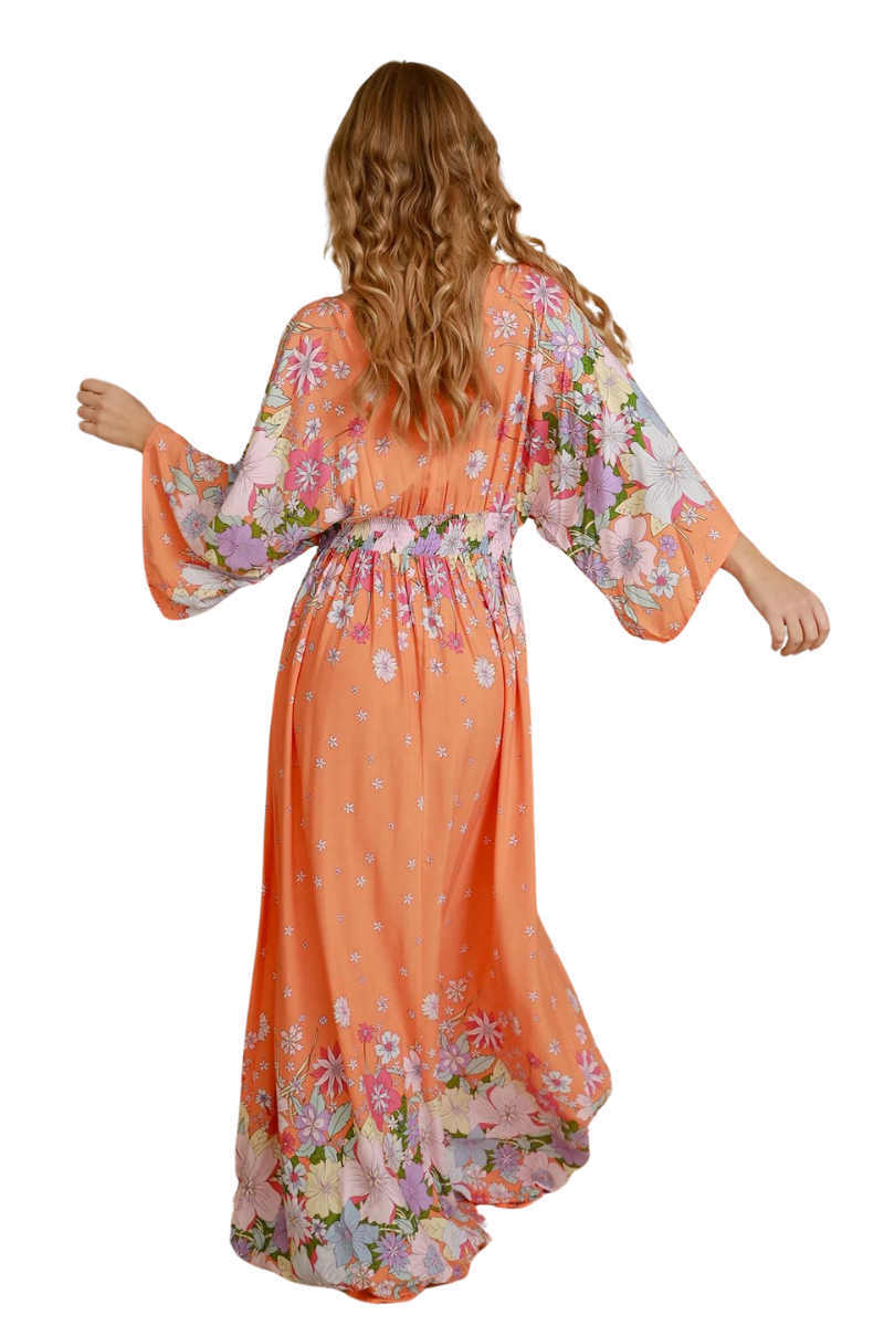 Dreamcatcher | Womens Rosalie V-Neck Maxi Dress (Sun kissed Orange)