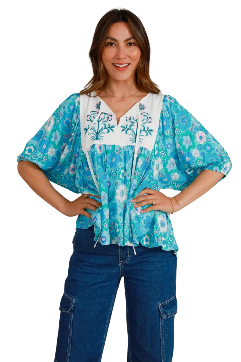 Dreamcatcher | Womens Amaryllis Top (Aqua)