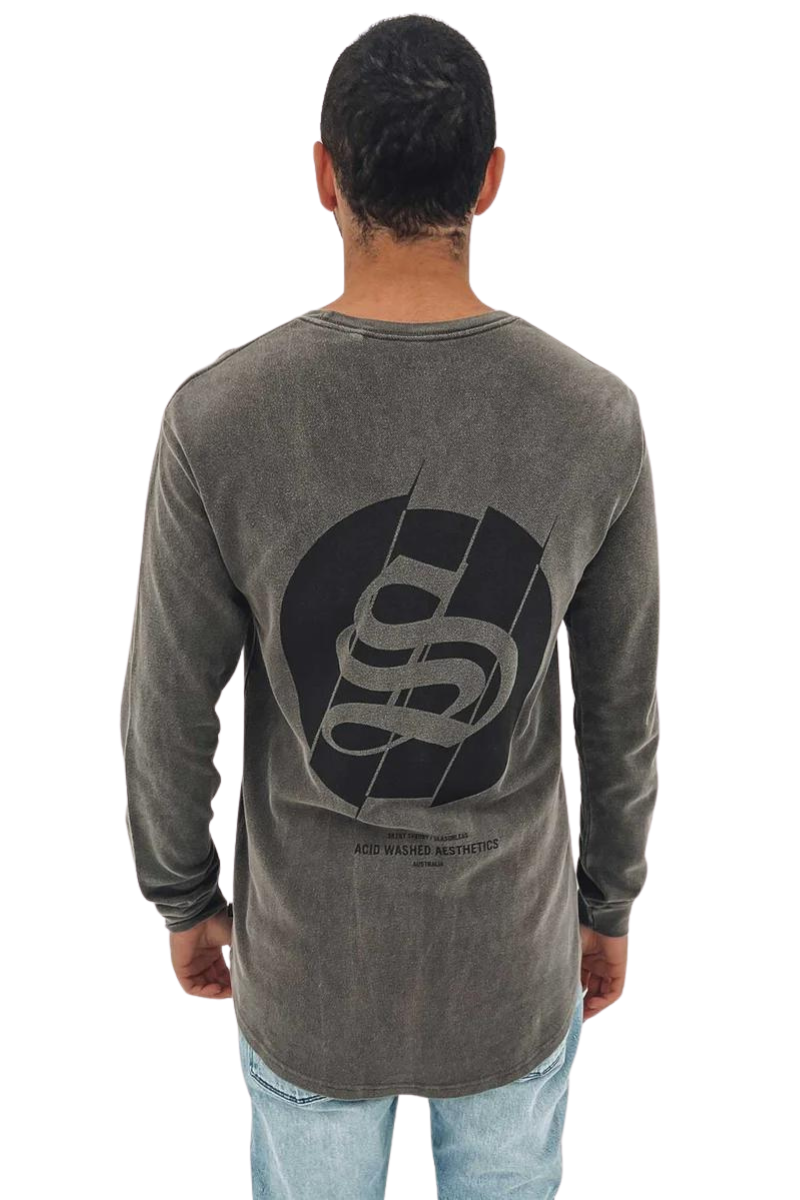 Silent Theory | Mens Sliced Ls Tee (Charcoal)