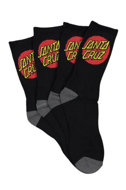 Santa Cruz | Kids Unisex Classic Dot Crew Socks 4 Pack (Black)