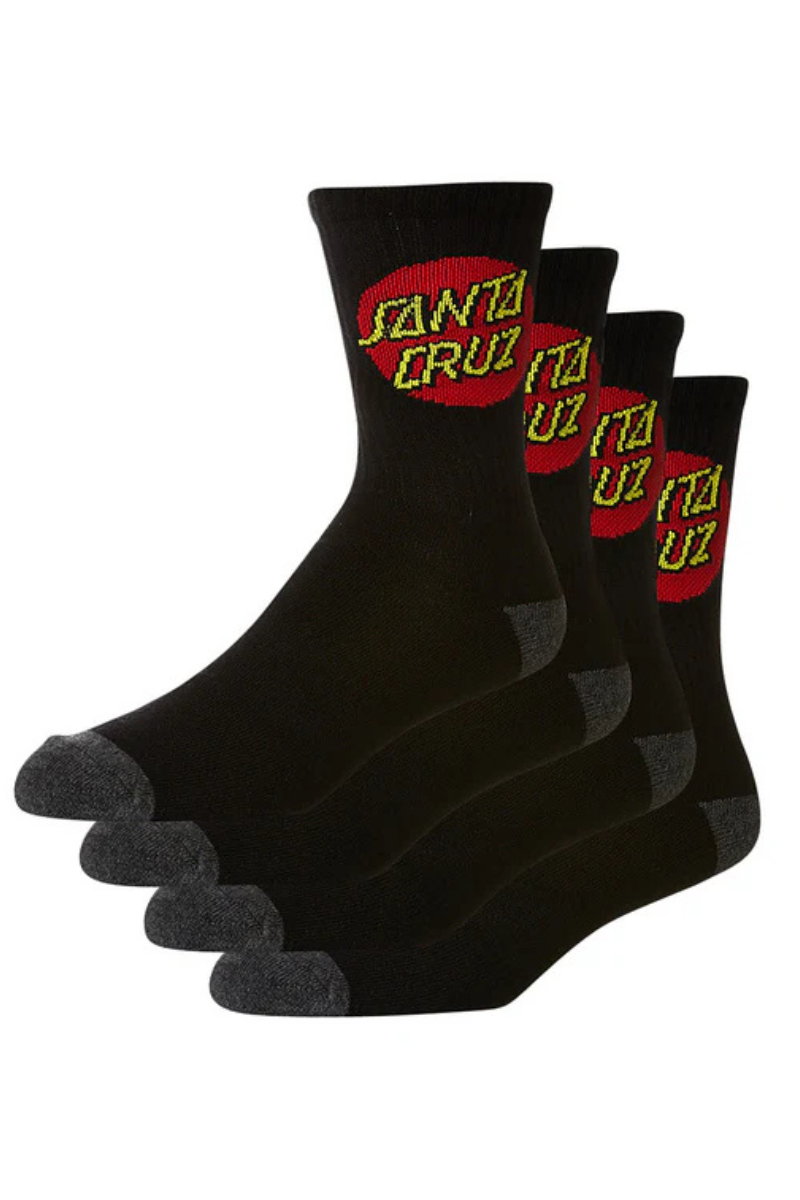 Santa Cruz | Kids Unisex Classic Dot Crew Socks 4 Pack (Black)