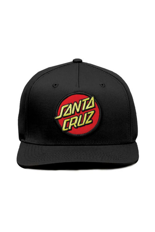 Santa Cruz | Unisex Classic Dot Patch Flat Peak Snap Back ( Black)