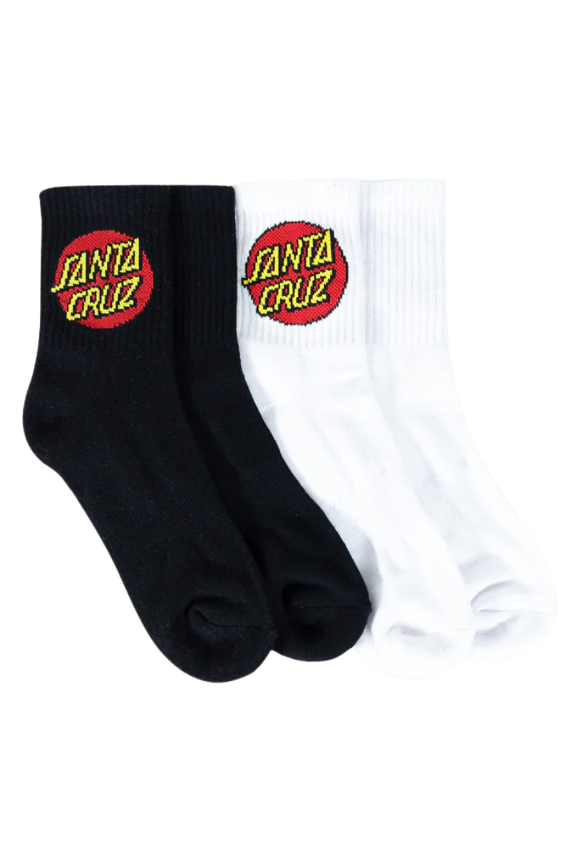 Santa Cruz | Unisex Classic Dot Mid Socks  4 Pk (Black White)