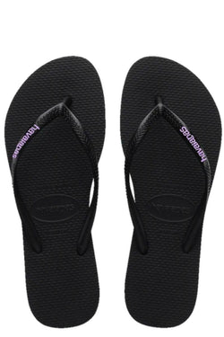 Havaianas | Womens Slim Rubber Logo (Black/Lilac)