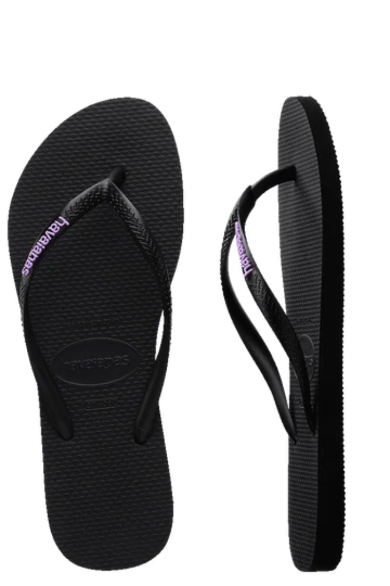 Havaianas | Kids Slim Rubber Logo (Black/Lilac)