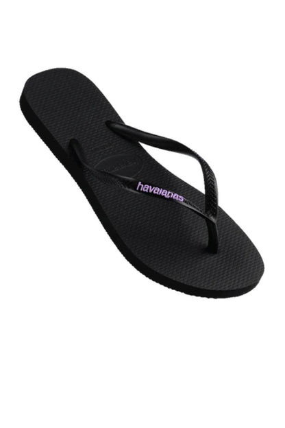 Havaianas | Kids Slim Rubber Logo (Black/Lilac)