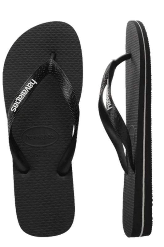 Havaianas |  Rubber Logo Thongs (Black Glacial White)