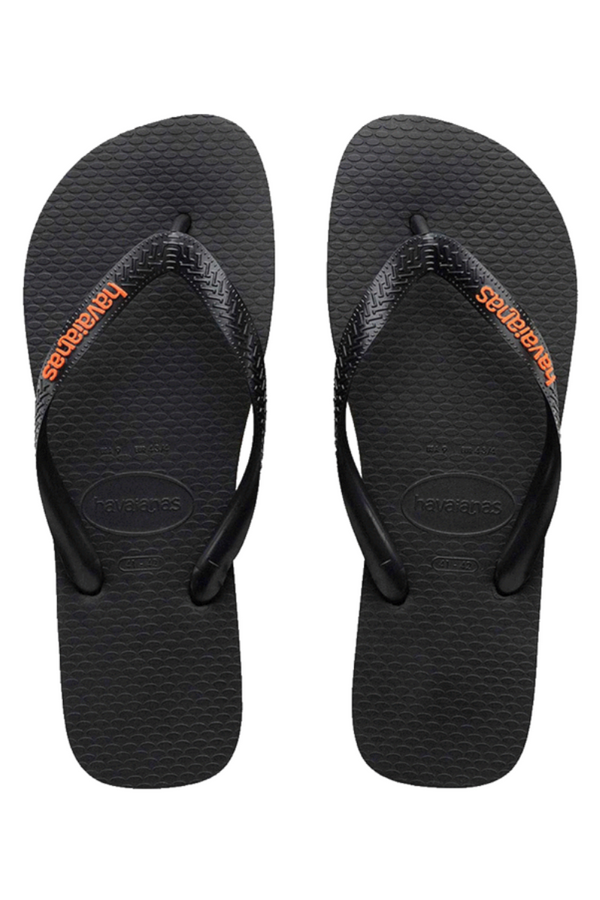 Havaianas | Mens Rubber Logo Thongs (Black Orange)