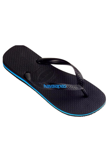 Havaianas | Mens Original Rubber Logo Thongs (Black Blue)