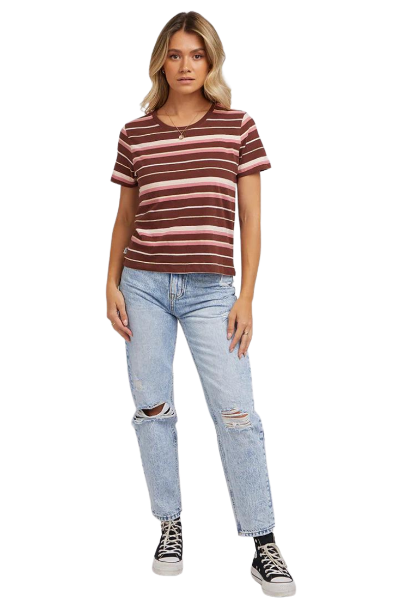 All About Eve | Womens Grace Stripe Tee (Pink)